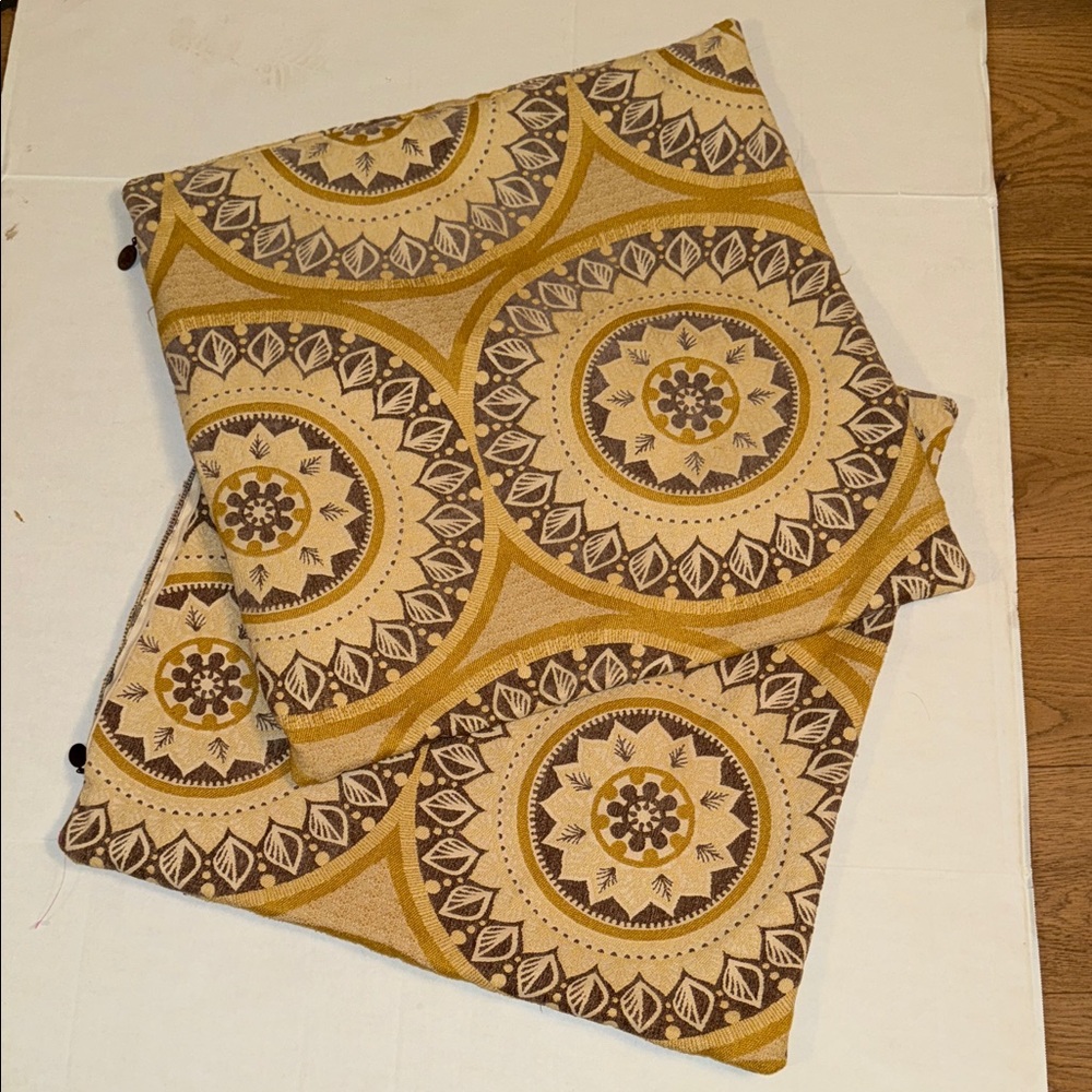 Pier 1 Golden and Brown Mandala Accent Pillow Covers